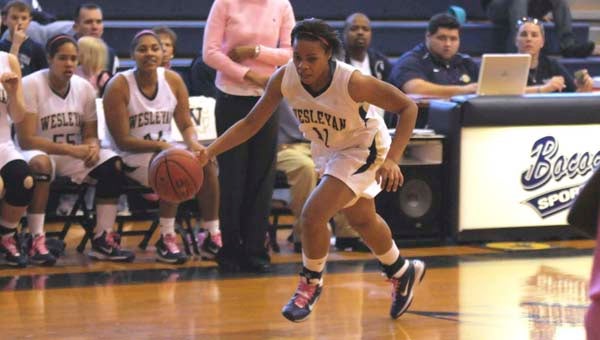 Southampton High School graduate Samantha Urquhart has scored nearly 1,100 points during her career at North Carolina Wesleyan. SUBMITTED