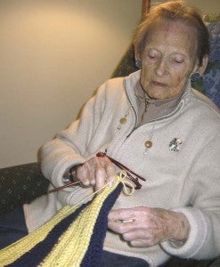 Gladys “Hilly” Stevens of Boykins works on a pattern she’s making for a hat. The 90-year-old said she can usually make three in a day. -- Stephen H. Cowles | Tidewater News