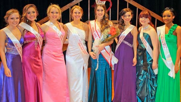 Miss SHS Contestants contestants were, from left, Amanda Hewett, Cheyenne Yerton, Mikayla Clarke, Meg Sharp, Queen Michaela Pulley, Alex Nichols, Zoe Beale and Patrice Giles. SUBMITTED
