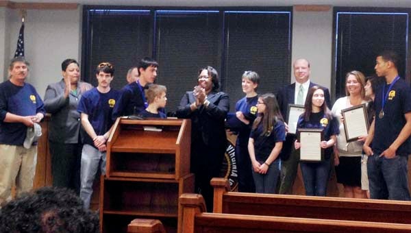 The Franklin City Schools Robotics Team was honored by Franklin City Council Monday night with a Resolution of Appreciation. -- SUBMITTED/KATHRYN CONNER