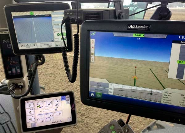 This is an example of a GPS unit within a tractor's cab. The farmer can use this to accurately guide him in preparing or ripping the land, planting seed or adding fertilizer. -- SUBMITTED/JAMES RIVER EQUIPMENT