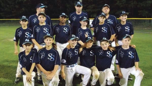 The Southampton-Sussex Mustang All-Stars are, from left in front, Tre Dundlow, Matthew Brantley Jr., Tanner Drewry, Josh Williams, John Butler, Mason Smith; middle, Casey Nipper, Hunter Rountree, Mike Walton, Christian Kizer, Cameron Belter, Kaleb Jenkins; back, Assistant Coach Chris Belter, Assistant Coach Richard Dundlow and Head Coach Brian Rountree.