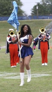 Diamond Bowers performs with the band during half time of the homecoming game. -- FRANK A. DAVIS | TIDEWATER NEWS