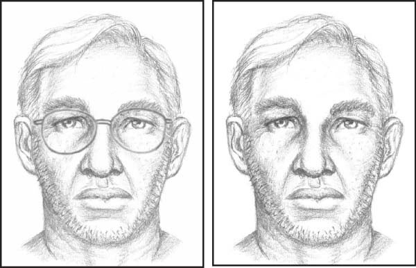 The sketch on the left shows the suspect wearing glasses, which he reportedly wore sometimes, according to his victim. The one on the right is one of two sketches of the suspect as described by the 11-year-old Carrollton girl. She was reportedly taken from her bus stop, transported elsewhere, sexually assaulted and then returned. -- SUBMITTED