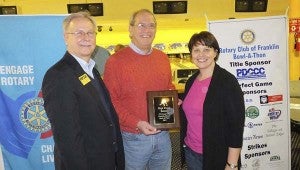 The High Fundraiser recognition with Frank Rabil, center, with Dr. Paul Conco and Rhonda Stewart. Rabil raised $2,200. -- SUBMITTED/BILL BILLINGS