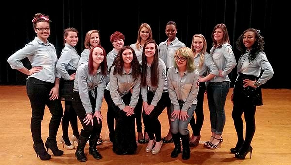 Front, in the Young Miss SHS category, left to right, Charlotte Cifers, Ann Jackson Edwards, Jesse Fox, and Olivia Goff. Elizabeth Eom is not pictured. Back, in the Miss SHS category, Kiara Jordan, left, Jacquelin Dwyer, Amanda Hewett, Zoe Beale, Katie Mein, Avá Morton, Madison Alderman, Amber Gurganus and Travesha Anderson. -- CAIN MADDEN | TIDEWATER NEWS