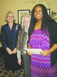 Cleo Scott, front, with Constantia Chapter DAR’s Christine Young, chairwoman of the American History Committee, and Patsy Joyner, member. -- STEPHEN H. COWLES | TIDEWATER NEWS