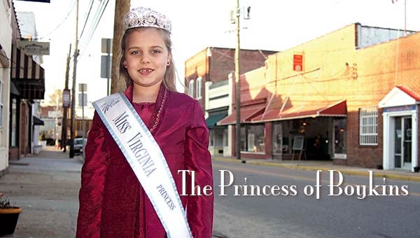 Cady Tatem, 7, who goes to school at Meherrin Elementary, stands on Main Street in Boykins. -- CAIN MADDEN | TIDEWATER NEWS