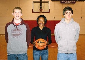 Hunter Peck, left, Talisha Jenkins and Shane Agunzo from Southampton High School took home awards. -- SUBMITTED/TIM MASON