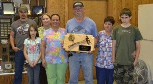 From left to right, son-in-law Mike Joyner, granddaughter Emma Joyner, daughters Crystal Joyner and Sandra Maggete, Christ Erbe, wife Mary Ann Erbe and grandson Brandon Carter. -- SUBMITTED | DOUG BAILEY