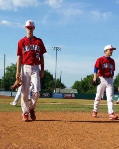 Brendan Simms, 15, walks off the field after completing a perfect game on May 22. -- SUBMITTED