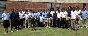 The seventh-grade class at J.P. King Middle School went outside on Friday to dedicate a crape myrtle to their friend, Tonashea Sledge. The class lost Sledge on Oct. 26 when she died in a traffic accident.