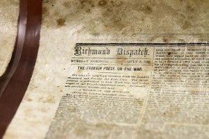 One of the 1860s newspapers recently acquired by Bill Vick. -- Cain Madden | Tidewater News