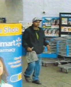 The Southampton County Sheriff’s Office believes this man pictured in a recording at Walmart is a suspect in connection with breaking into a series of vehicles at local elementary schools. -- SUBMITTED