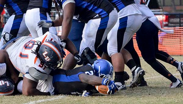 DaSean Martin crosses over the goal line with a 1-yard carry for a Chowan score late in the fourth quarter. -- Jim Hart | Tidewater News