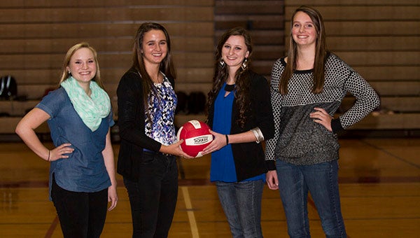 Four Lady Indian volleyball standouts earned awards from both VHSL 3A Conference 25 and the TriRivers District. From left, Peyton Bunn, TriRivers District Honorable Mention; Eve Robertson, First Team All-District and Second Team All-Conference; Jenna Billups, Second Team All-Conference; and Emma Drake, First Team All-District and Honorable Mention for Conference 25.