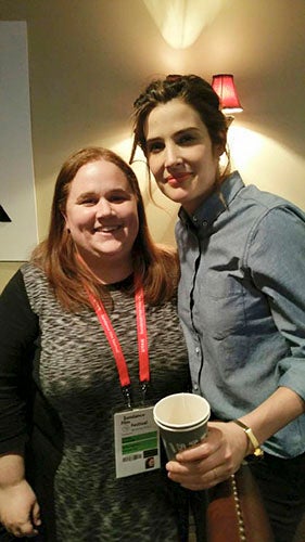 Lauren Bradshaw poses with Cobie Smulders, who is best known for portraying Robin Scherbatsky in the TV show “How I Met Your Mother.”