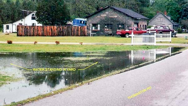 In some areas of Newsoms, the poor drainage system is not only causing water to constantly stand in ditches, but also for it to flood into people’s yards and even the road when it rains. -- SUBMITTED