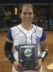 Pitcher Brooke Mizelle struck out five batters on her way to tournament most valuable player honors. She finished the season with an earned run average of 1.09 runs per game. Mizelle will be attending Salisbury University (Maryland) to play softball this fall. -- Andrew Lind | Tidewater News