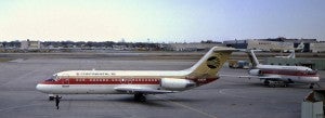 The DC-9 on the ground at Love Field in Dallas. After a year in California, James “Archie” Howell was promoted to first officer status at that airport in Texas. -- SUBMITTED 