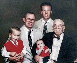 Because gray hair is a genetic predisposition, I have this natural progression to look forward to. From left, myself, my grandfather Ronald, my brother Aaron, my father Jeffrey and my great-grandfather Jacob. -- SUBMITTED | ANDREW LIND