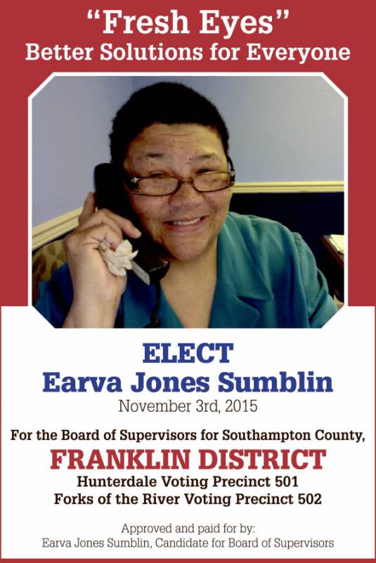 Elect Earva Jones Sumblin