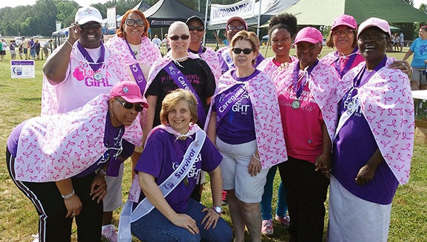The “Pink is Powerful” Cancer Support Group is hosting the Third Annual “Shades of Pink” Gala on on  Sunday, Oct. 25. Pictured is the cancer group at the 2014 Relay for Life. -- SUBMITTED