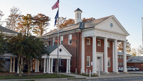 The Southampton County Board of Supervisors are contemplating either renovating or replacing the current county courthouse, which was built in 1834. The building was last remodeled in 1960. -- COURTESY