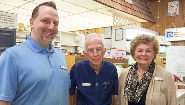 Neil Parsons, left, with his parents, Bob and Beverly Parsons of Windsor Pharmacy. They confirmed that the family-owned and operated business has been sold to CVS Pharmacy. He and his wife’s retirement is the motive for the sale, said Bob Parsons. -- Stephen H. Cowles | Tidewater News