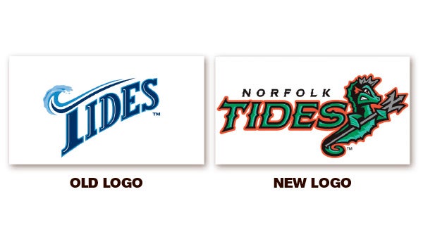 Logo comparison for the Norfolk Tides
