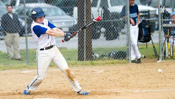 Southampton Academy senior Tyler Dodson will play baseball for Chatham University in Pittsburgh, Pennsylvania, next year. Pictured, Dodson hits the ball up the middle en route to help lead the Raiders to the Virginia Independent Schools Athletic Association Division III State Championship. -- SUBMITTED
