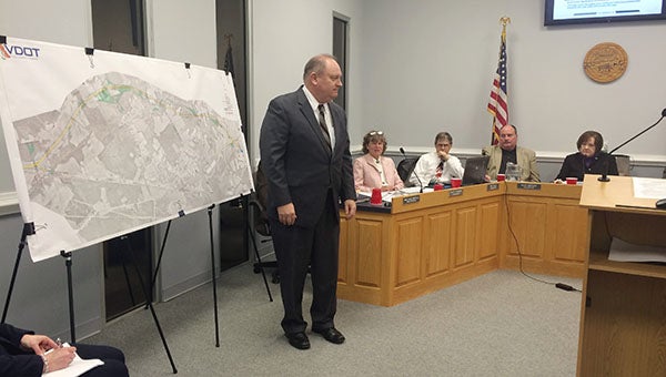 Michael Tugman, P.E., consultant project manager for Route 460, addressed Windsor City Council and town residents on Tuesday about the proposed northern bypass. -- Stephen H. Cowles | Tidewater News