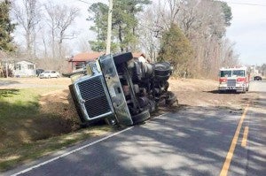 A peanut truck overturned, closing Meherrin Road for approximately nine hours on Monday afternoon. - COURTLAND VOLUNTEER FIRE DEPARTMENT