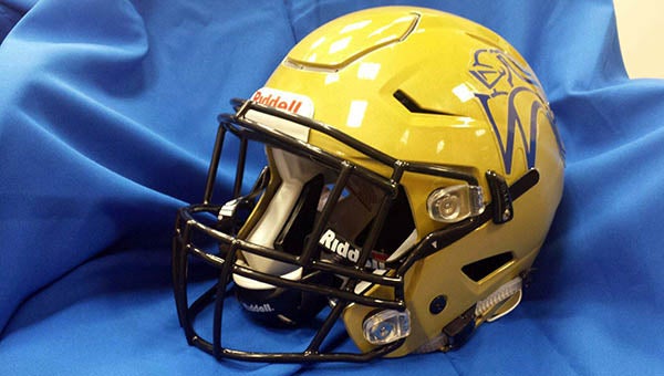 One of the 16 new Riddell SpeedFlex football helmets the Windsor Dukes will wear during the upcoming season. Though his modified facemask gives a different appearance, Denver Broncos quarterback Peyton Manning, among others in Super Bowl 50, wears this style of helmet. -- COURTESY | WINDSOR HIGH SCHOOL