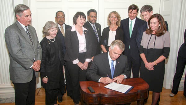 Gov. Terry McAuliffe signed Senate Bill 252 into law and created the nation’s first Century Forest program during a special ceremony inside the Executive Mansion in Richmond. -- SUBMITTED