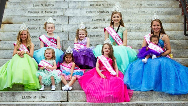The 2016 Miss Cupcake Pageant was held on Sunday, May 1, at the Suffolk Center for the Cultural Arts. Pictured are the new Cupcake Queens: Teen Miss: Avery Bowen (lime green dress), Young Miss: Ava Raiford (Light blue dress), Tiny Miss: Kendall Hedgepeth (Light green dress), Mini Miss: Breelyn Hewett (Light pink dress), Little Miss: Elena Raiford (purple dress), Petite Miss: Peyton Rossler (hot pink dress), Ultimate Miss: Emma McClelland (Light aqua dress), Wee Miss: Olivia Carr (purple dress) and Teen Miss: Savannah Buchannan (blue dress). -- Submitted | Karla Cobb
