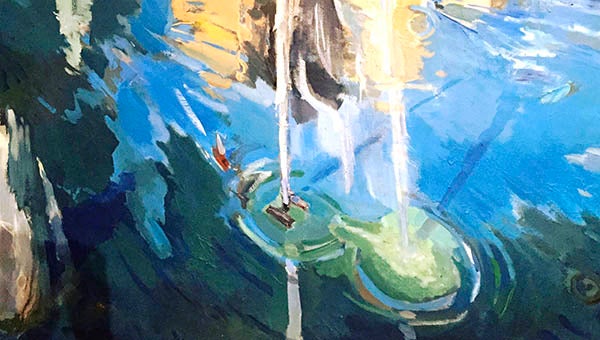 First-place winner acrylic painting “Fountain” by Paul Geiger. -- Walter Francis | Tidewater News