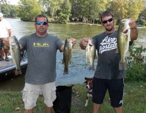 2nd place winners: Billy Daniels & Brent Boney with 5 bass at 11.30 pounds. Boney was also the Big Bass winners with a 4.33 pound bass.