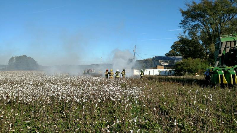 Newsoms VFD cotton picker field fire