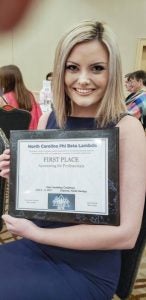 brianna johnson phi beta lambda state leadership conference first place award in accounting