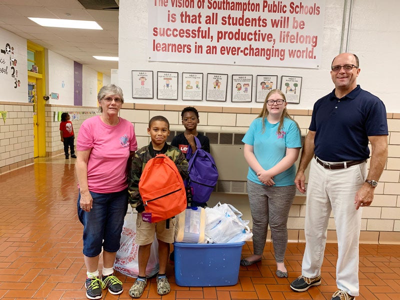 capron baptist church donates school supplies